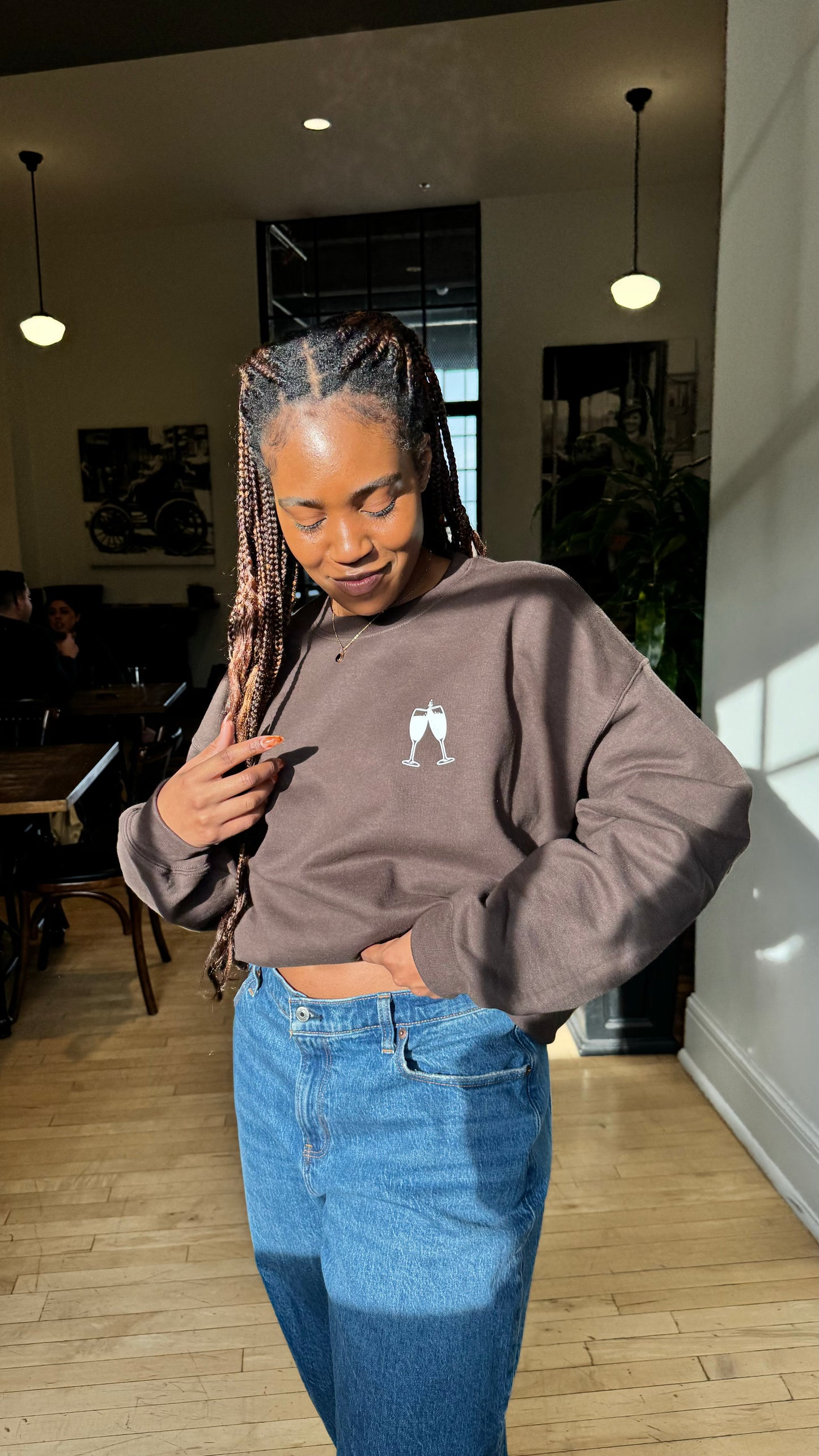 Brunch Club Crewneck - Chocolate Brown